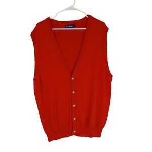 Paul Fredrick Sweater Vest L 100% Pima Cotton Mens Red Sleeveless Button-Front
